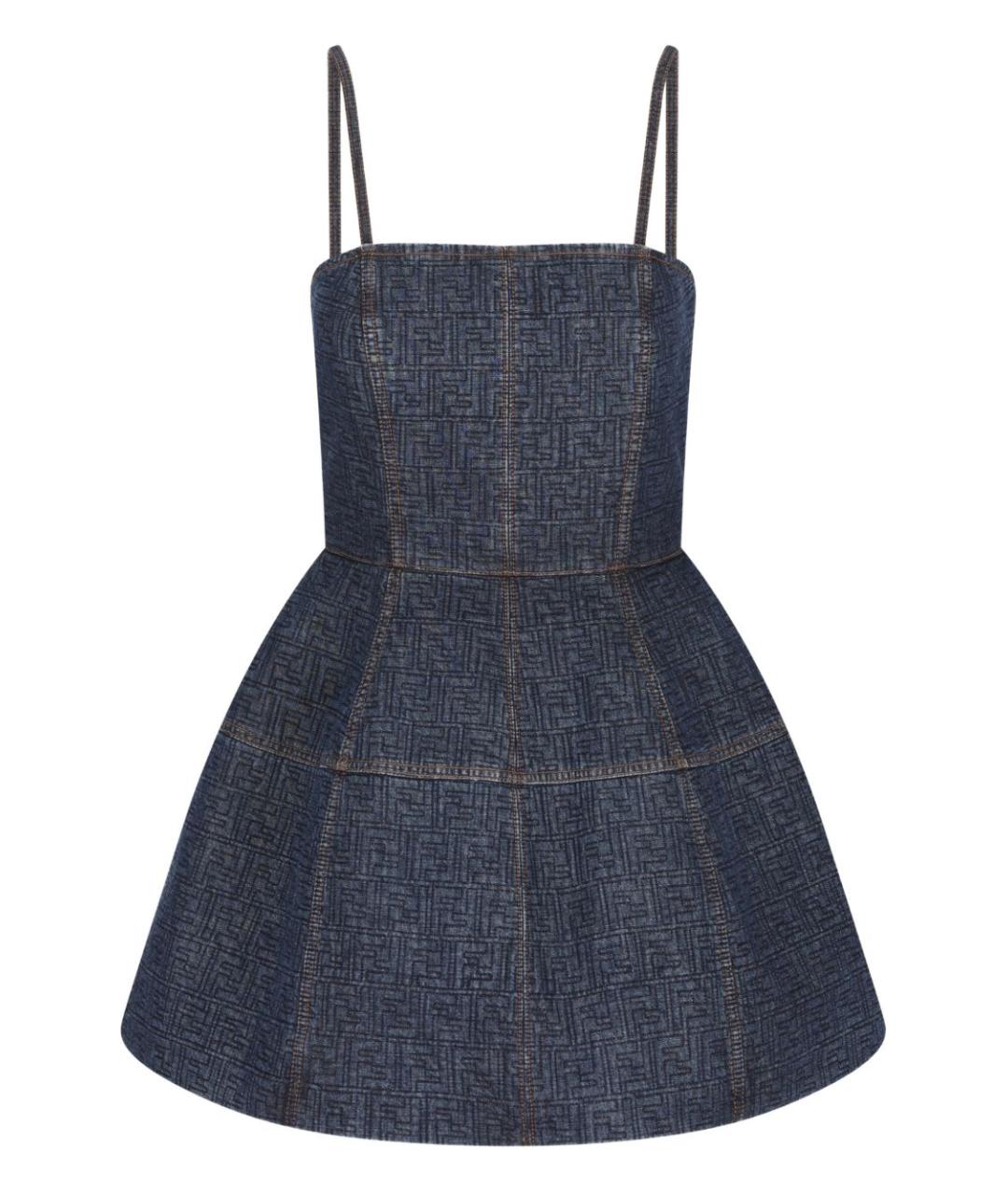 FENDI Темно-синее хлопковое повседневное платье, фото 1