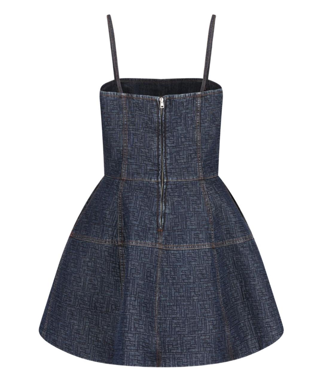 FENDI Темно-синее хлопковое повседневное платье, фото 2