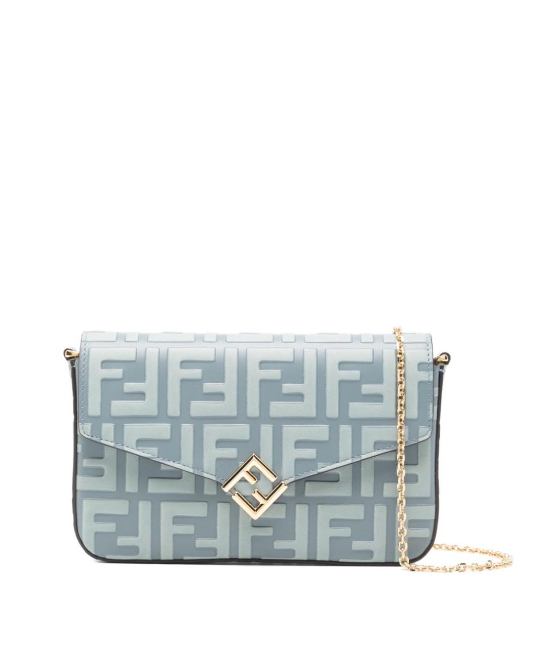 FENDI Голубая кожаная сумка через плечо, фото 1