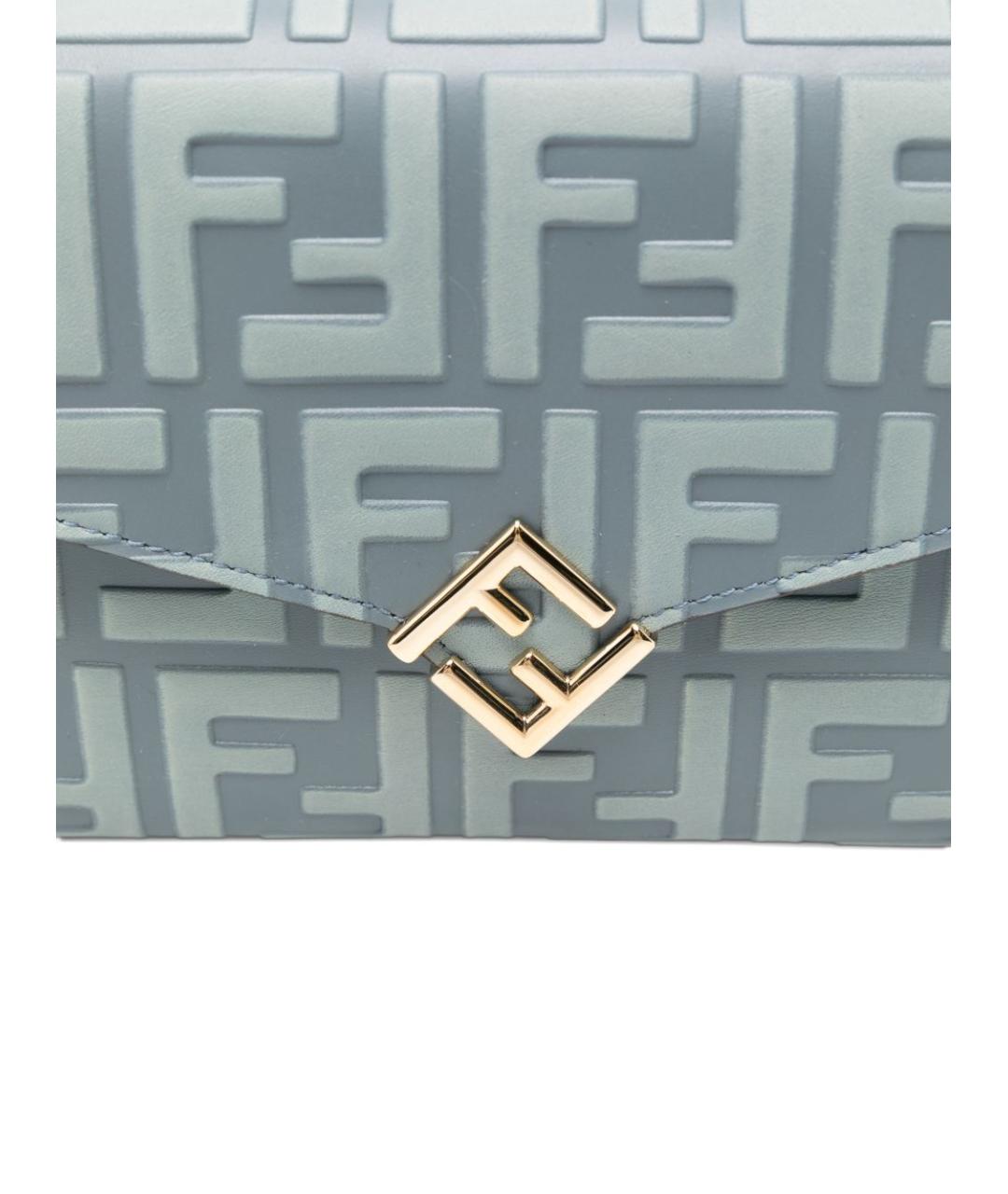 FENDI Голубая кожаная сумка через плечо, фото 4