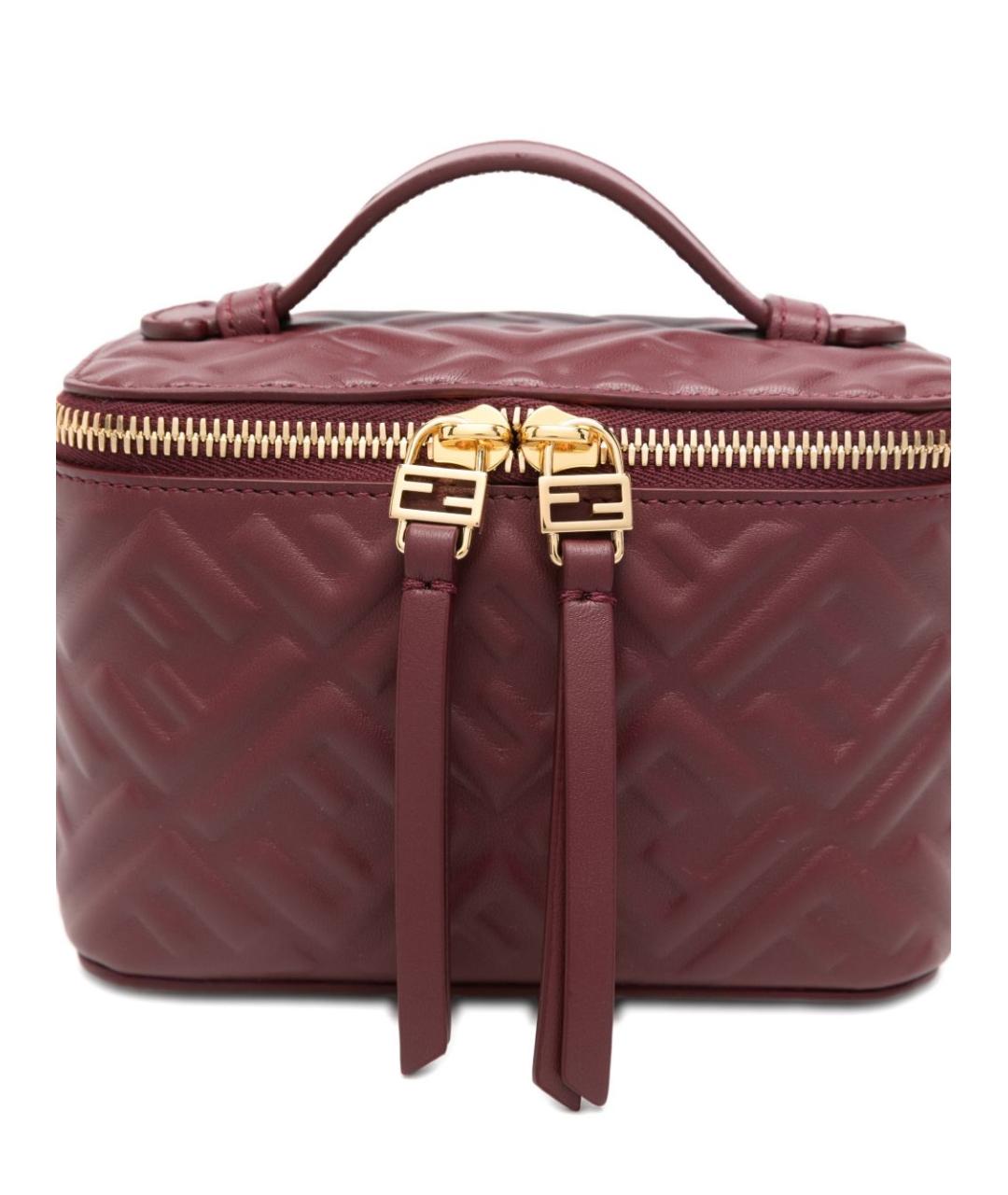 FENDI Бордовая кожаная сумка с короткими ручками, фото 2