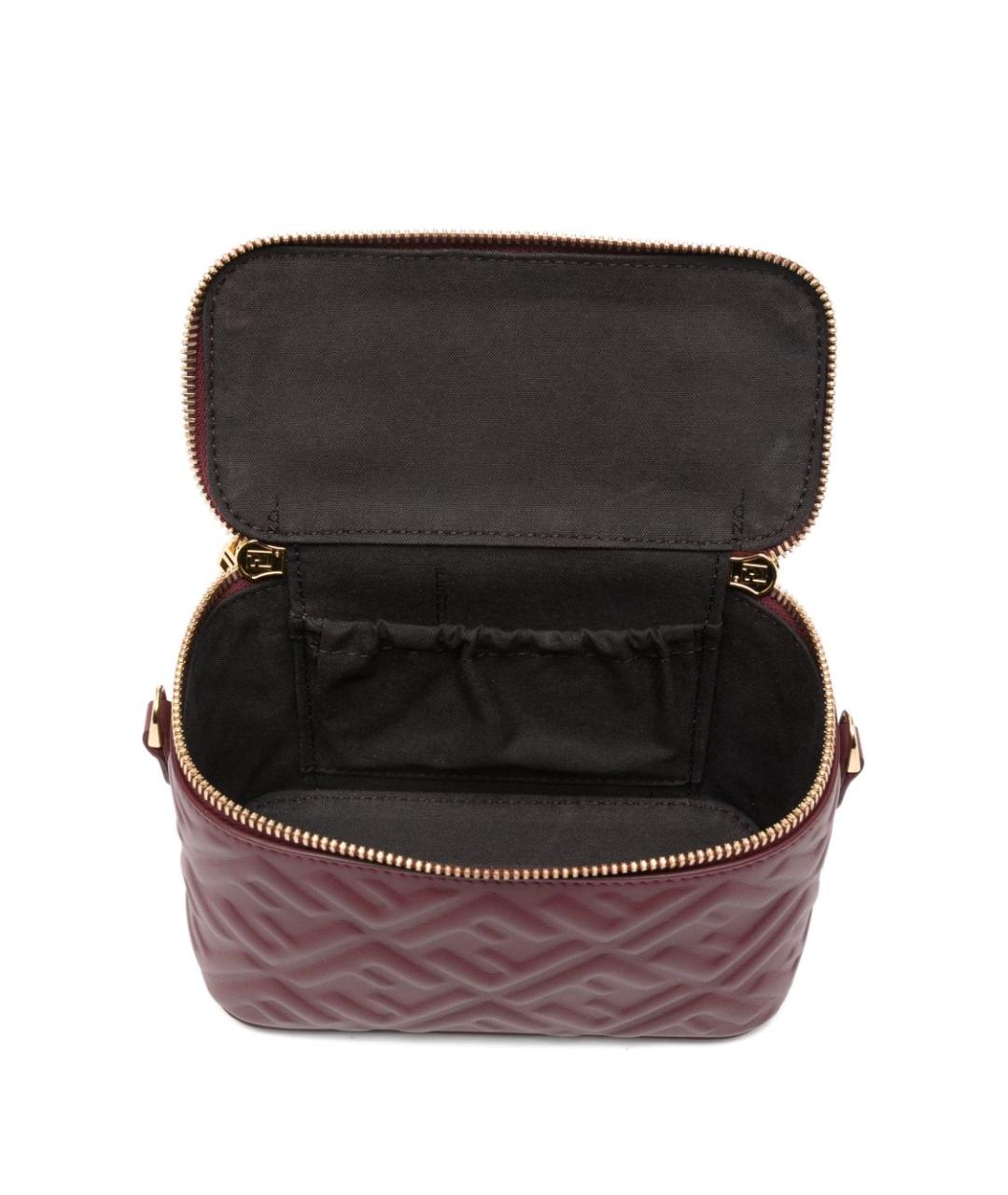 FENDI Бордовая кожаная сумка с короткими ручками, фото 4