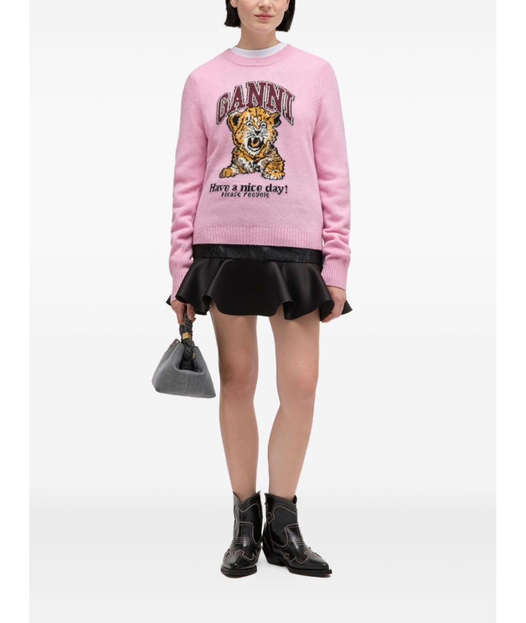 GANNI Розовый шерстяной джемпер / свитер, фото 2