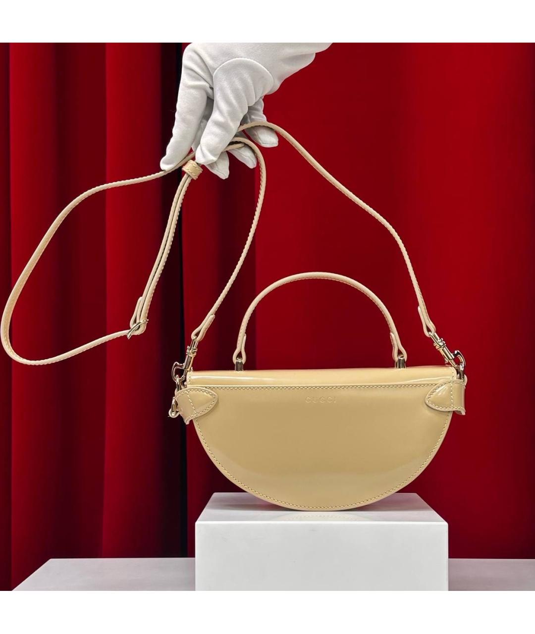 GUCCI Бежевая кожаная сумка через плечо, фото 5