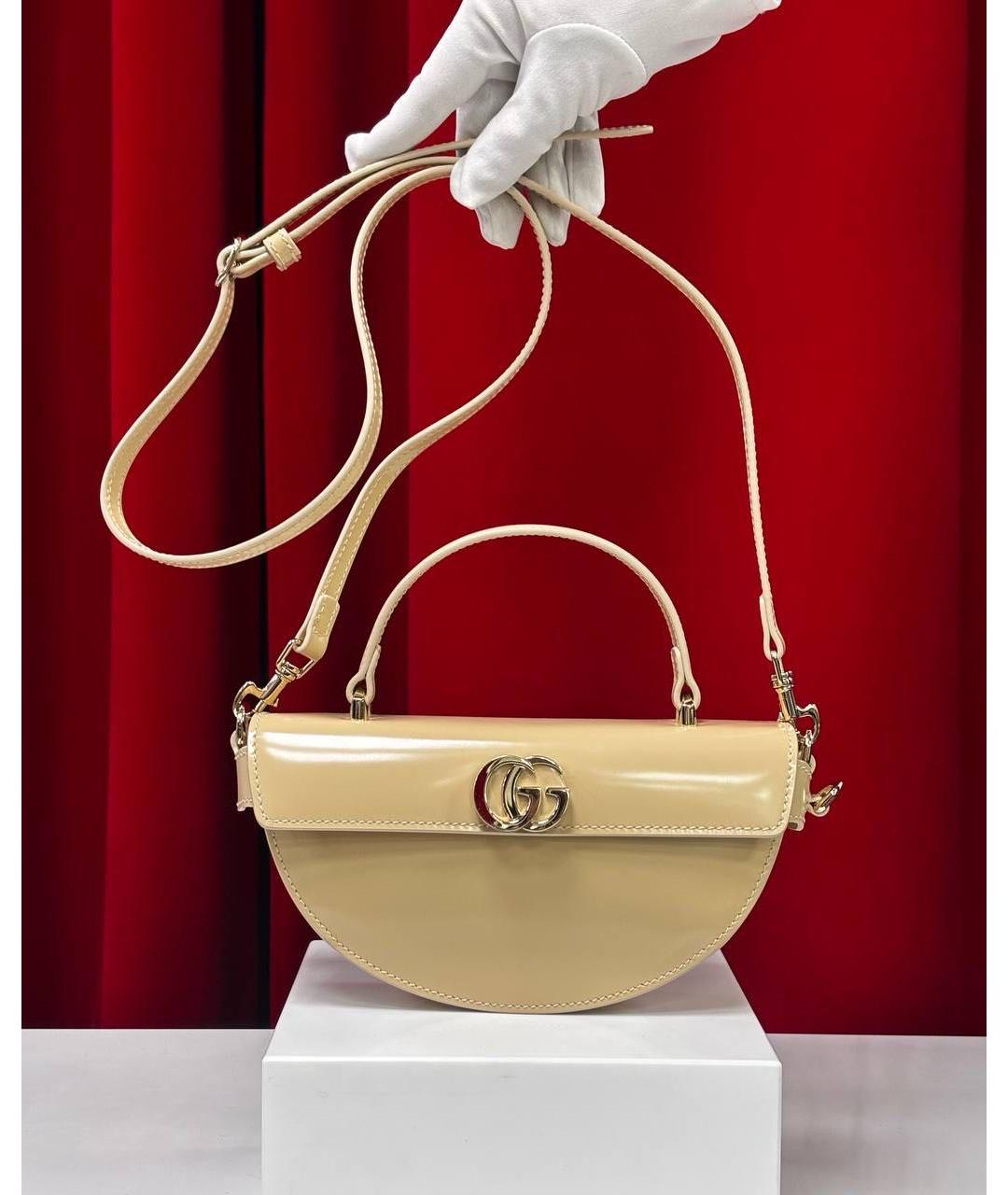 GUCCI Бежевая кожаная сумка через плечо, фото 4