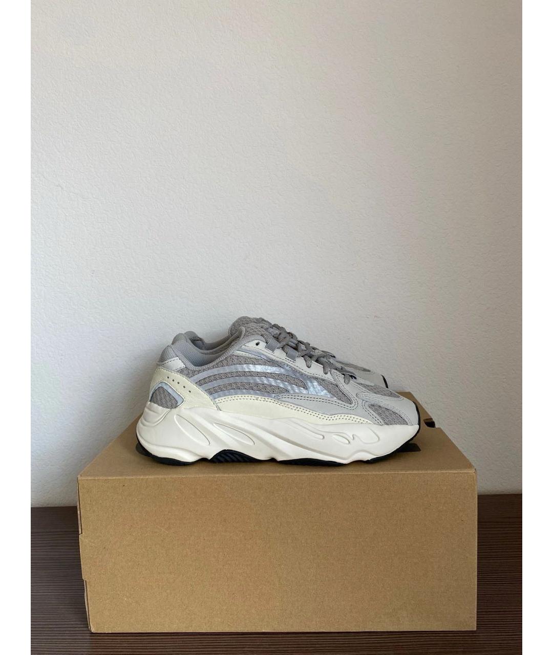 ADIDAS YEEZY Серые кожаные низкие кроссовки / кеды, фото 4