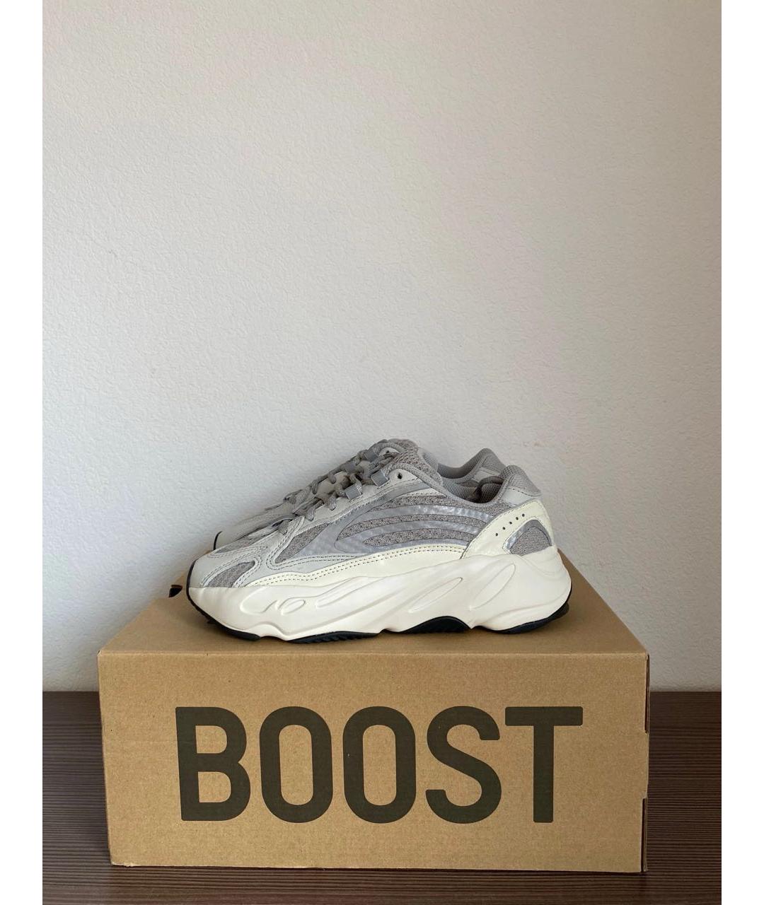 ADIDAS YEEZY Серые кожаные низкие кроссовки / кеды, фото 3