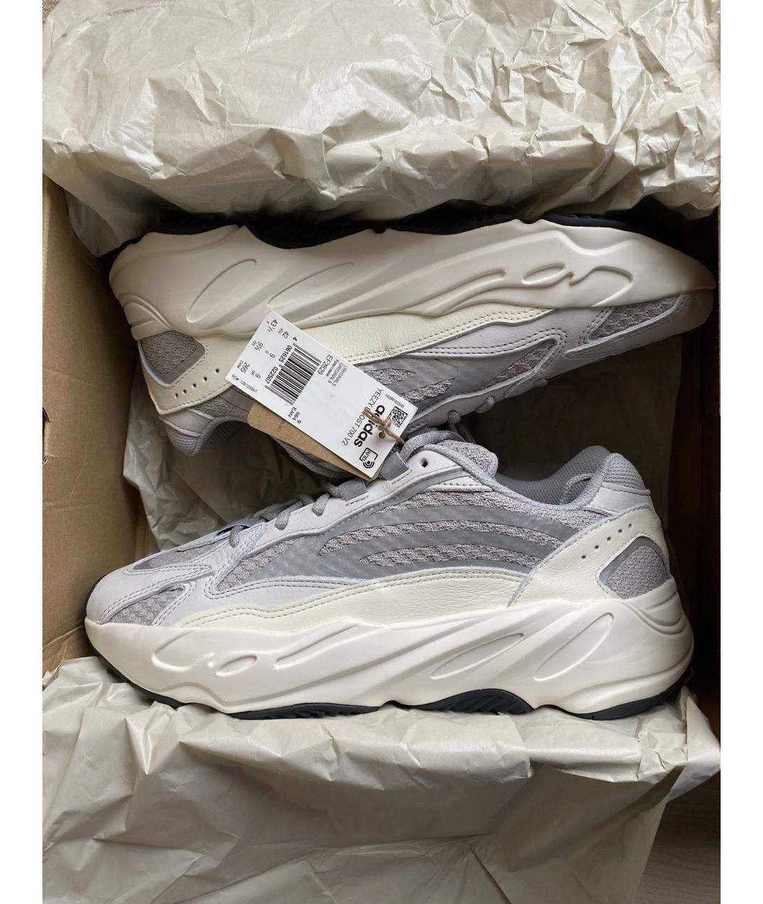 ADIDAS YEEZY Серые кожаные низкие кроссовки / кеды, фото 2