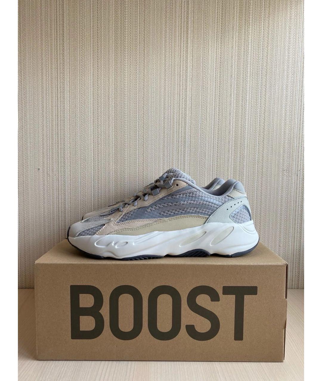 ADIDAS YEEZY Серые кожаные низкие кроссовки / кеды, фото 3