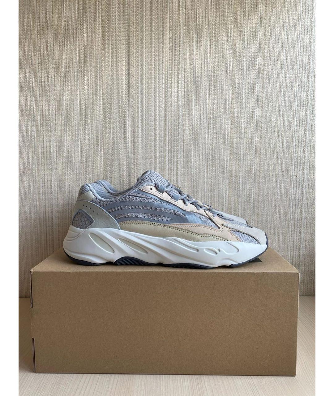 ADIDAS YEEZY Серые кожаные низкие кроссовки / кеды, фото 4