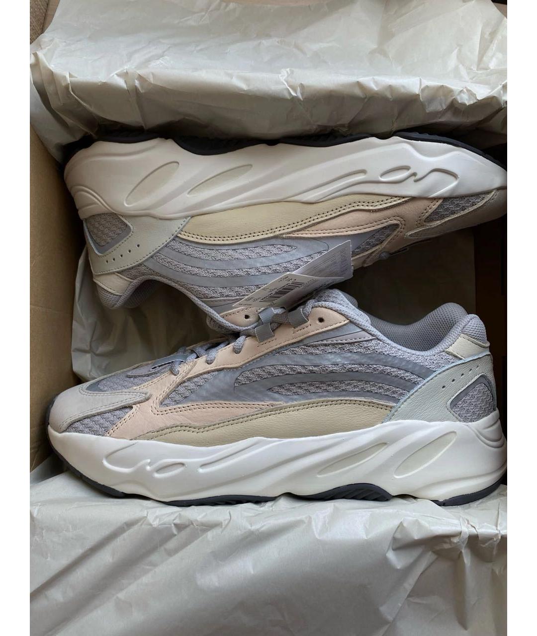 ADIDAS YEEZY Серые кожаные низкие кроссовки / кеды, фото 2