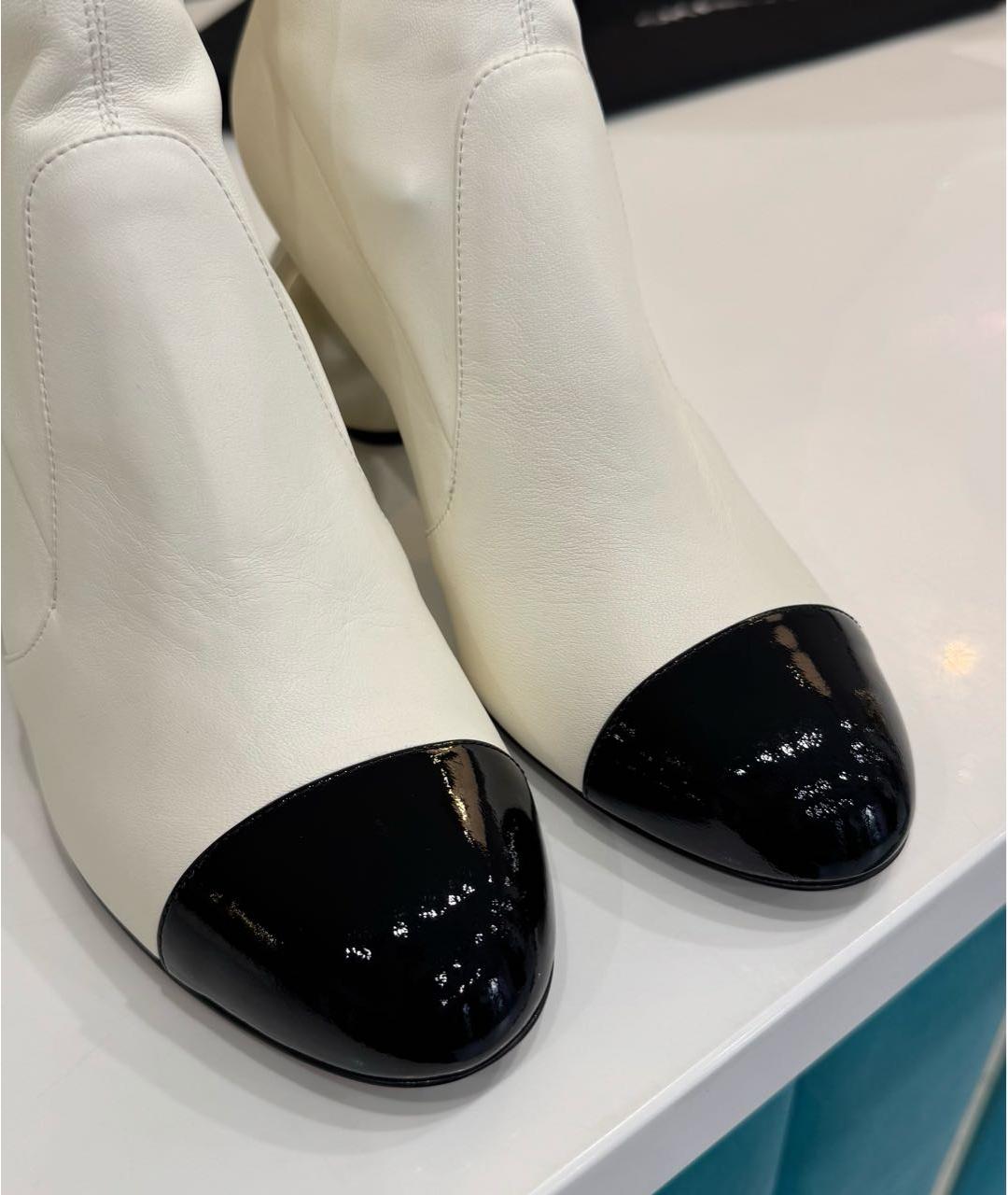 CHANEL Белые кожаные ботильоны, фото 4