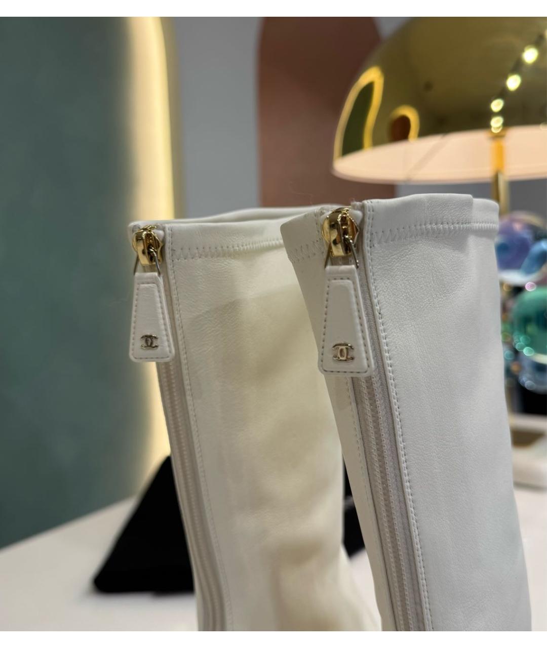 CHANEL Белые кожаные ботильоны, фото 6