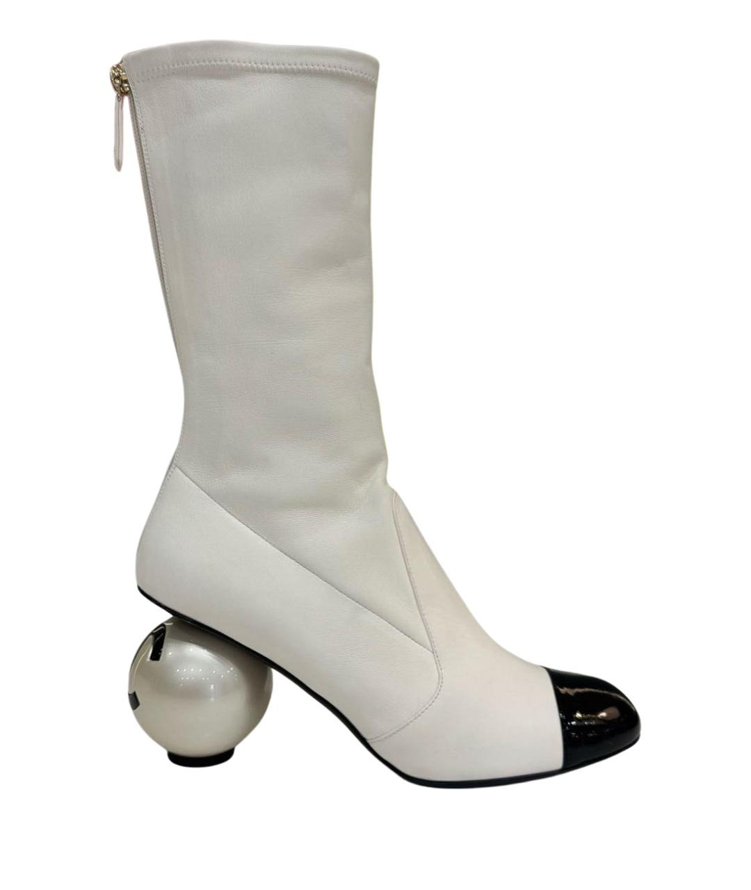 CHANEL Белые кожаные ботильоны, фото 1
