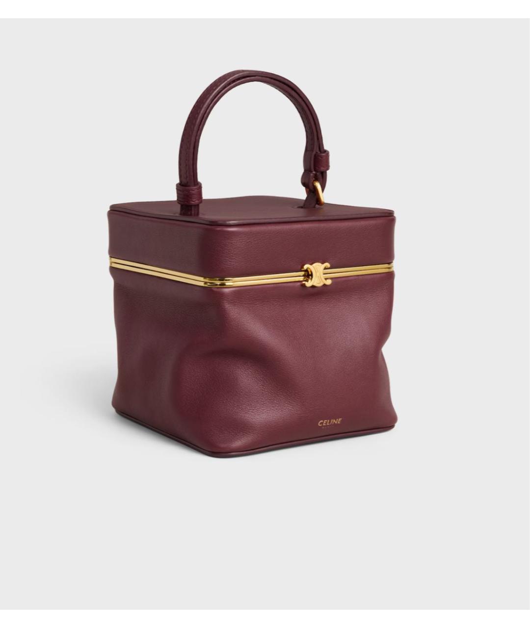 CELINE Бордовая кожаная сумка с короткими ручками, фото 2