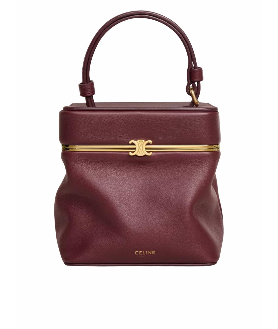 CELINE Бордовая кожаная сумка с короткими ручками, фото 1