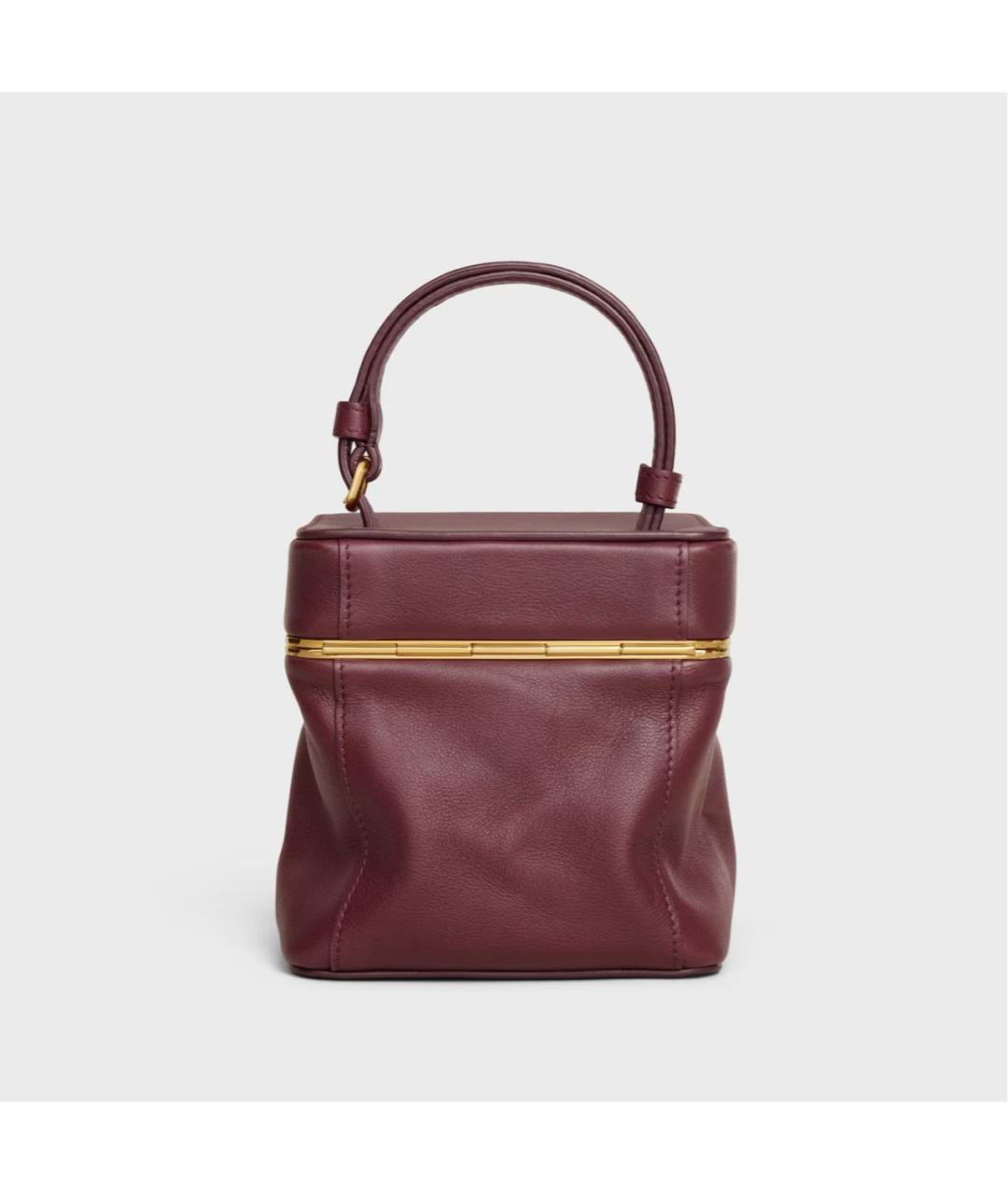 CELINE Бордовая кожаная сумка с короткими ручками, фото 4