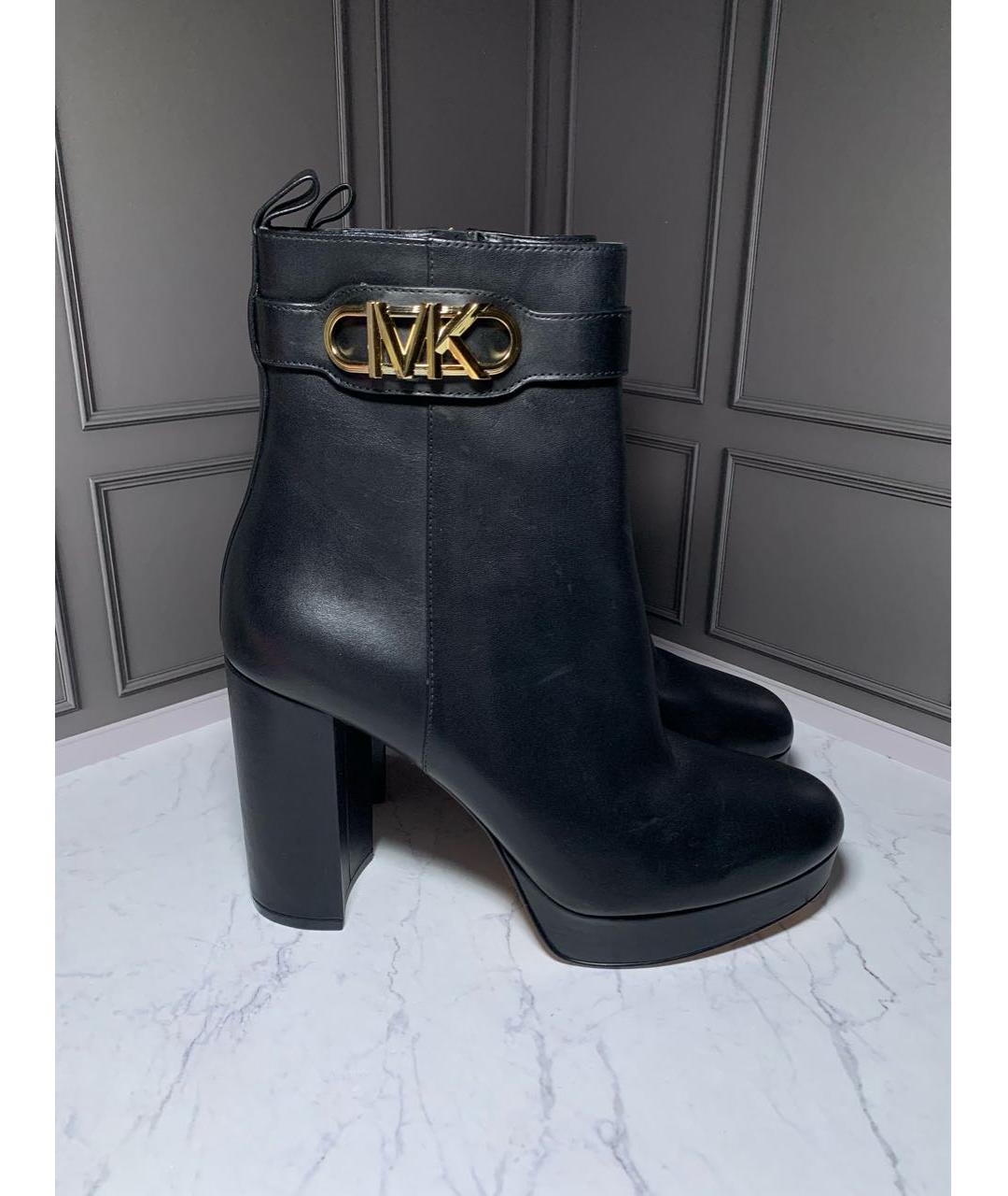 MICHAEL KORS Черные кожаные ботильоны, фото 4