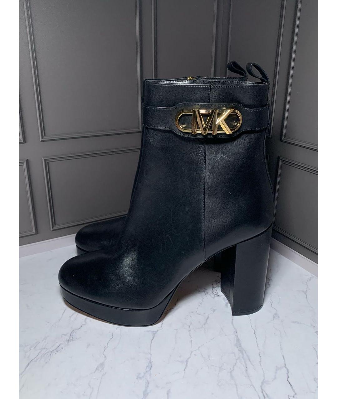 MICHAEL KORS Черные кожаные ботильоны, фото 5