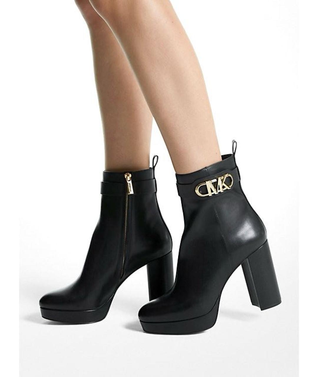 MICHAEL KORS Черные кожаные ботильоны, фото 2