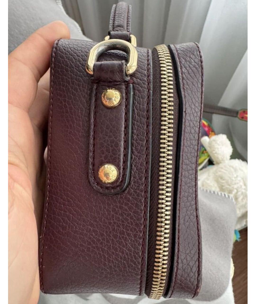 DOLCE&GABBANA Бордовая кожаная сумка через плечо, фото 2