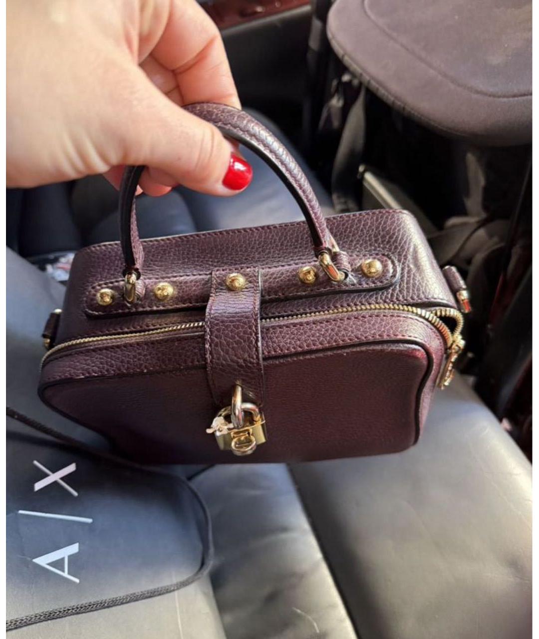 DOLCE&GABBANA Бордовая кожаная сумка через плечо, фото 6