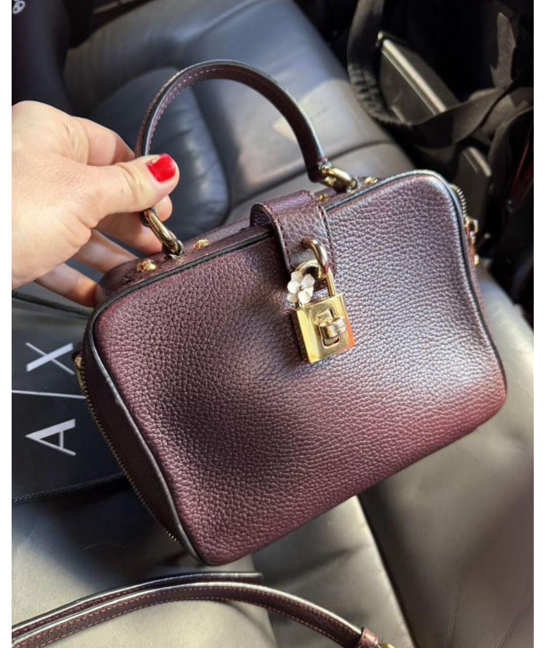 DOLCE&GABBANA Бордовая кожаная сумка через плечо, фото 7