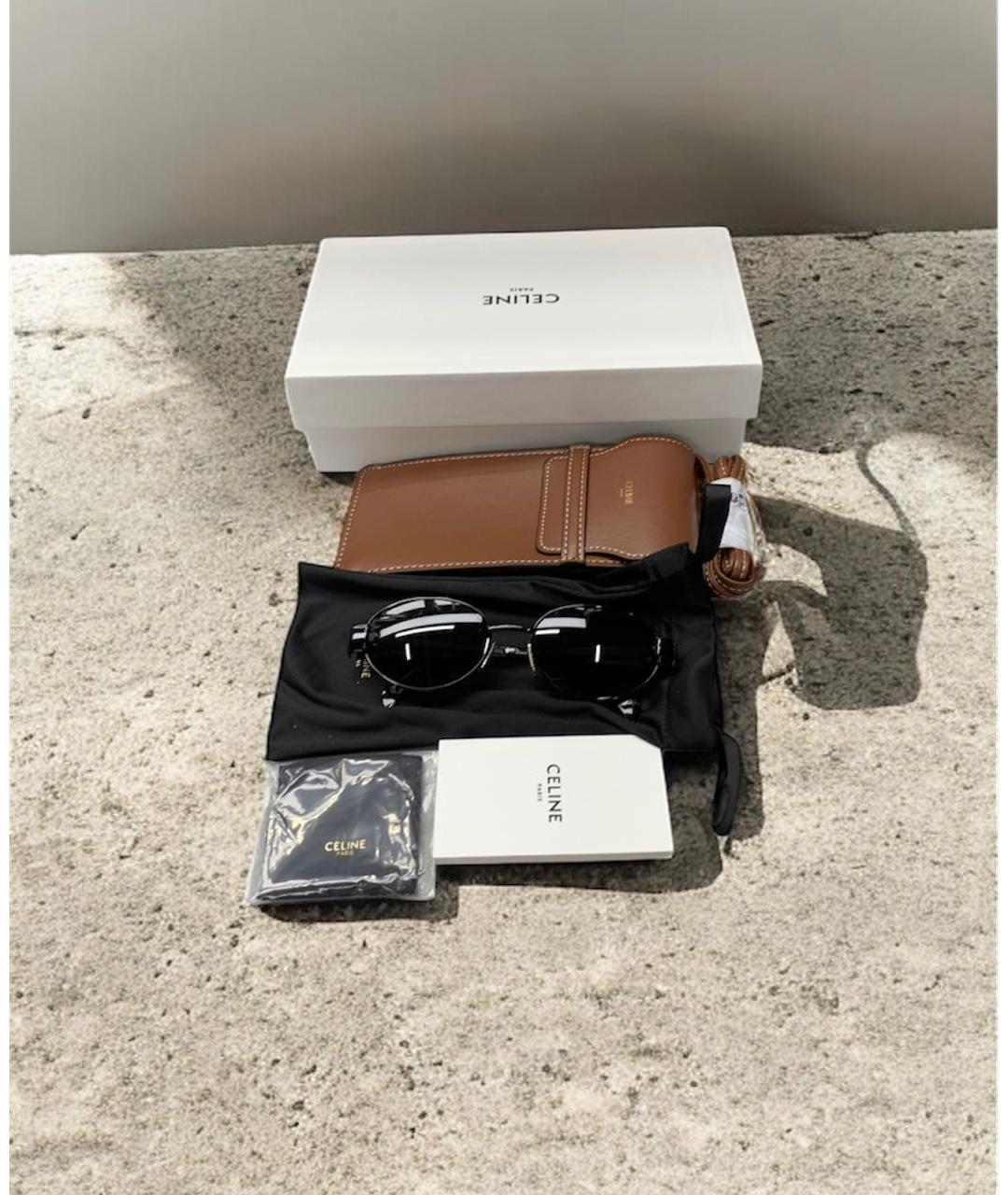 CELINE Черные металлические солнцезащитные очки, фото 4