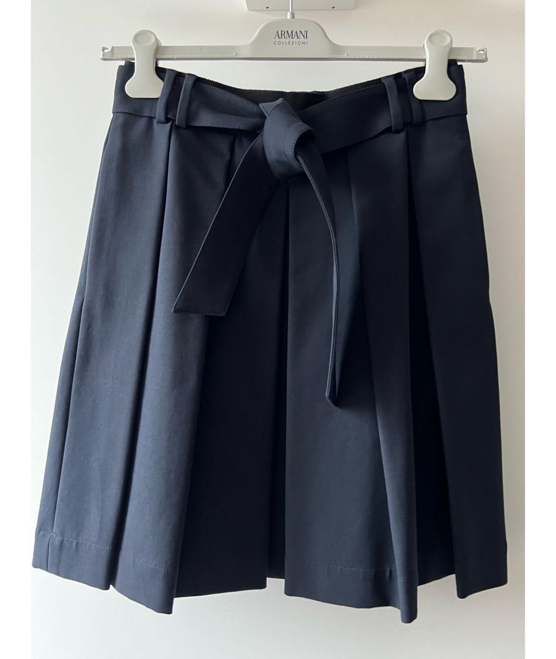 ARMANI COLLEZIONI Темно-синяя хлопковая юбка миди, фото 2