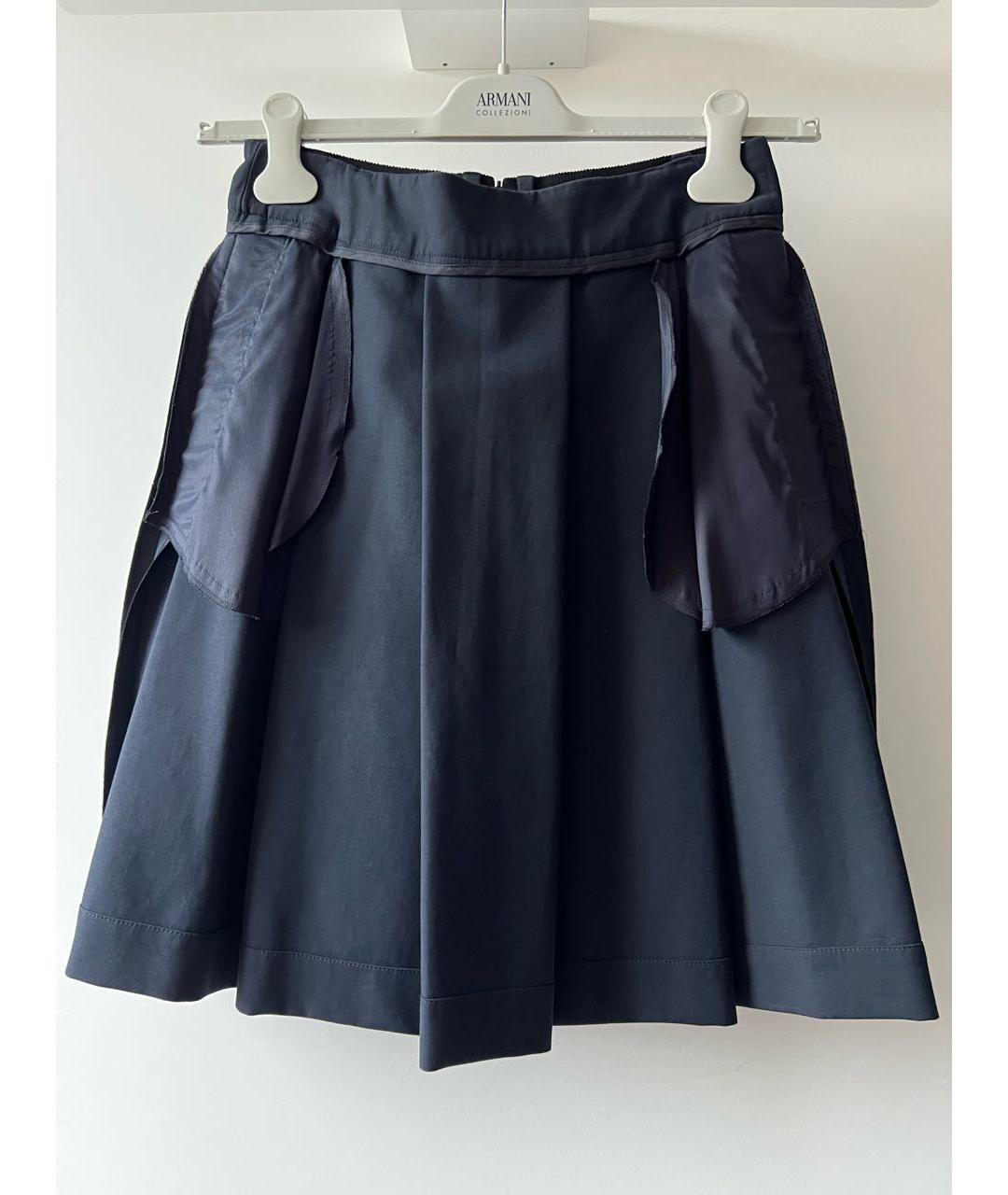 ARMANI COLLEZIONI Темно-синяя хлопковая юбка миди, фото 5