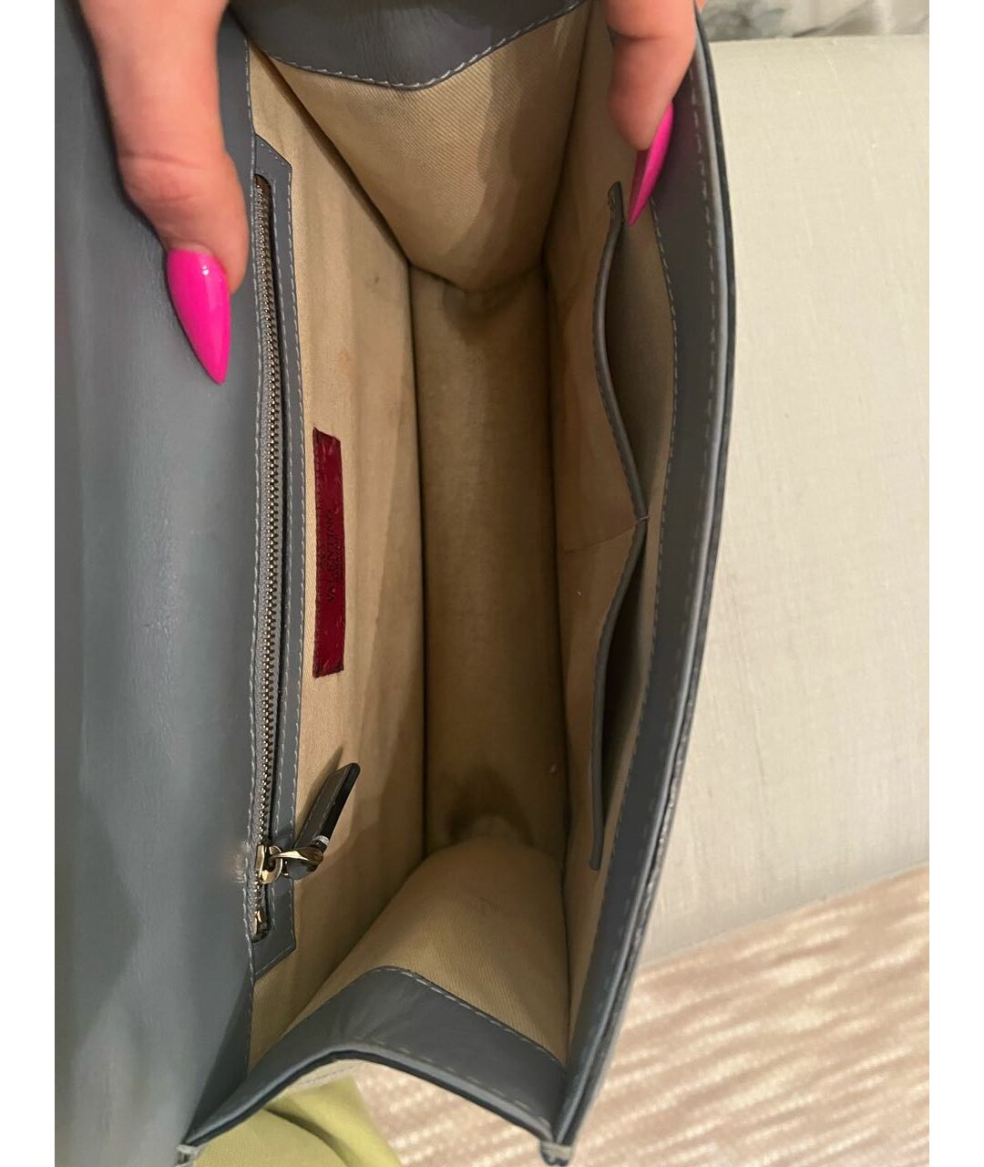 VALENTINO Голубая кожаная сумка тоут, фото 4