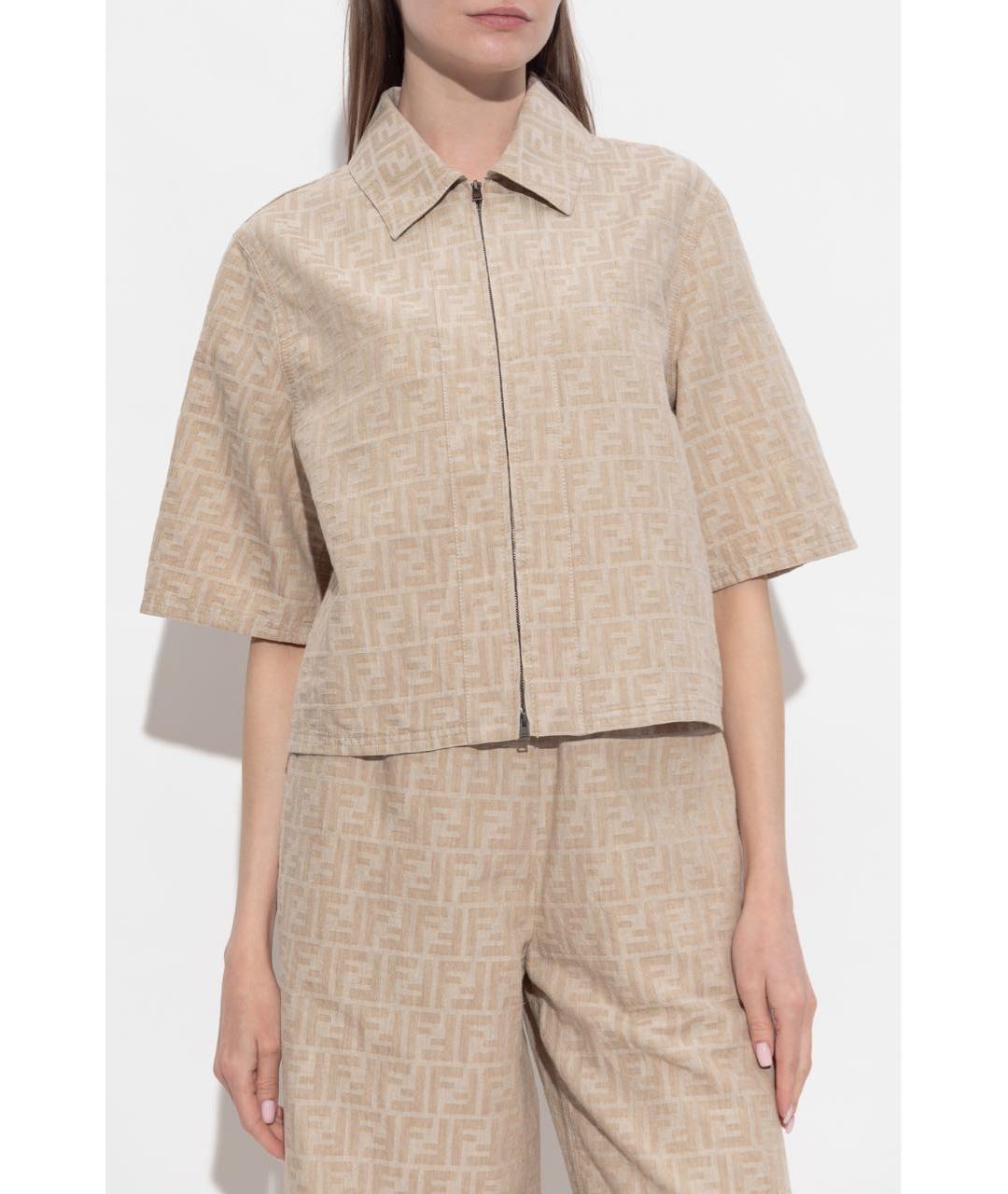 FENDI Бежевый хлопковый костюм с брюками, фото 4