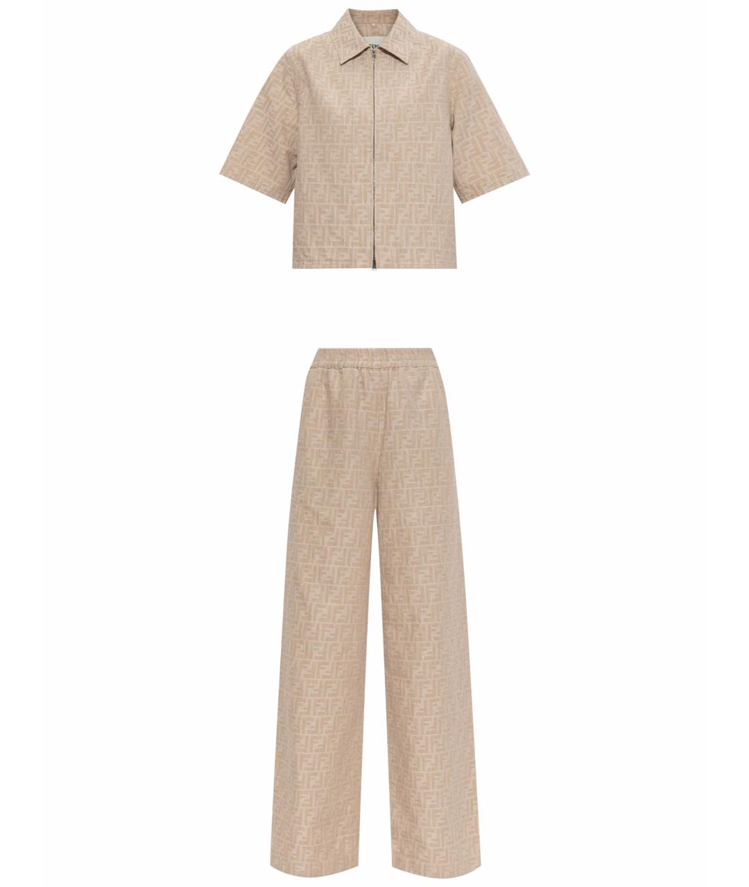 FENDI Бежевый хлопковый костюм с брюками, фото 1