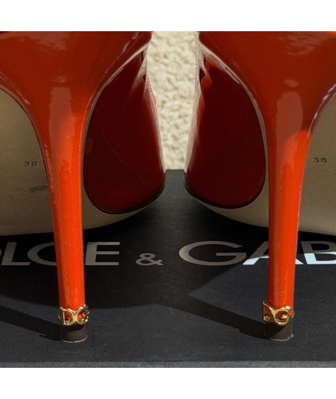 DOLCE&GABBANA Оранжевое туфли из лакированной кожи, фото 7