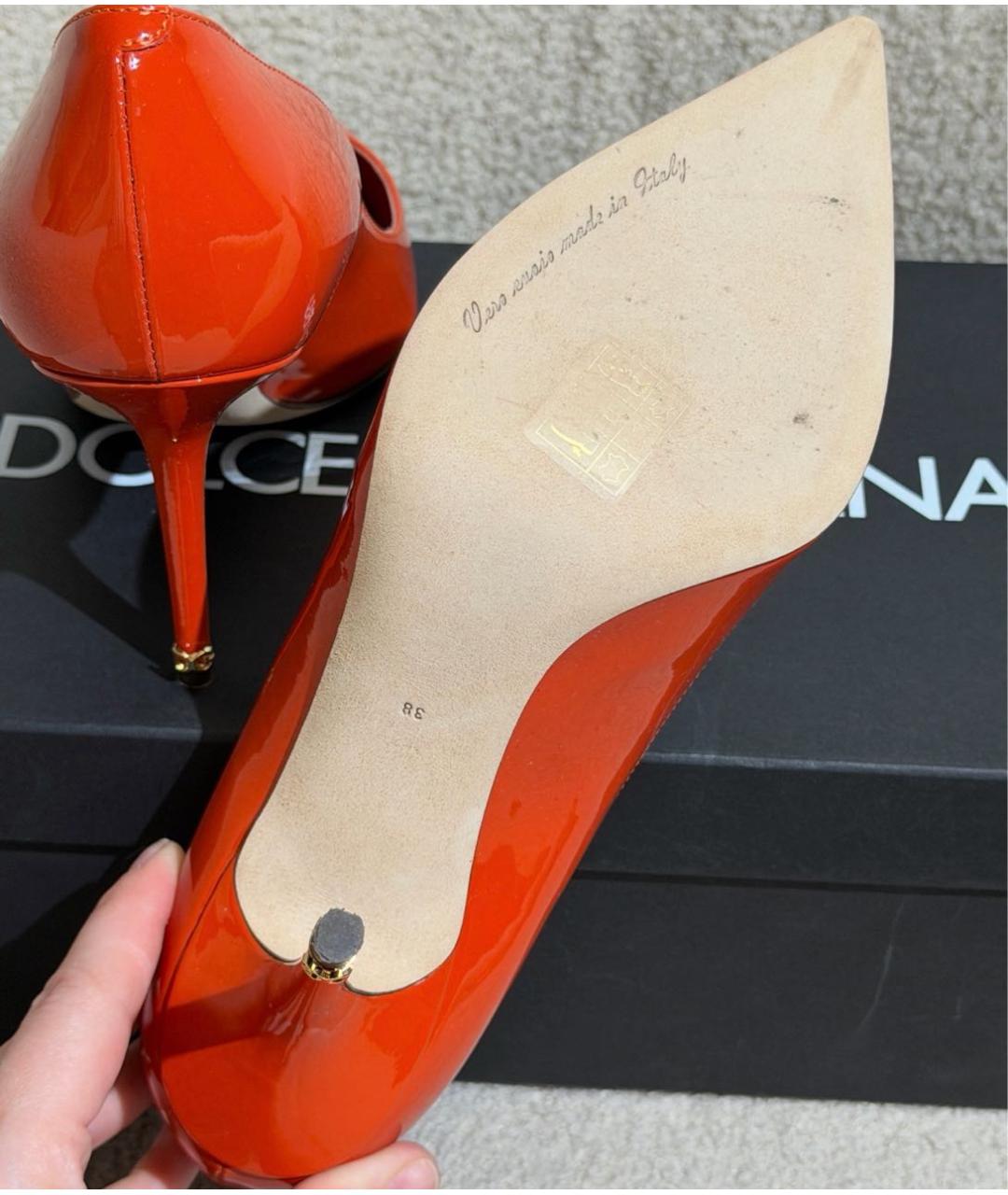 DOLCE&GABBANA Оранжевое туфли из лакированной кожи, фото 5