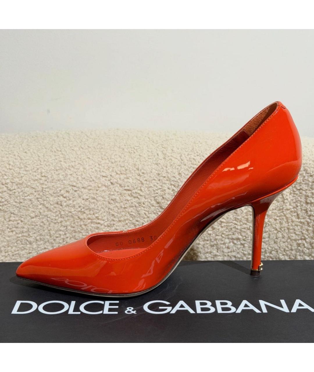 DOLCE&GABBANA Оранжевое туфли из лакированной кожи, фото 8