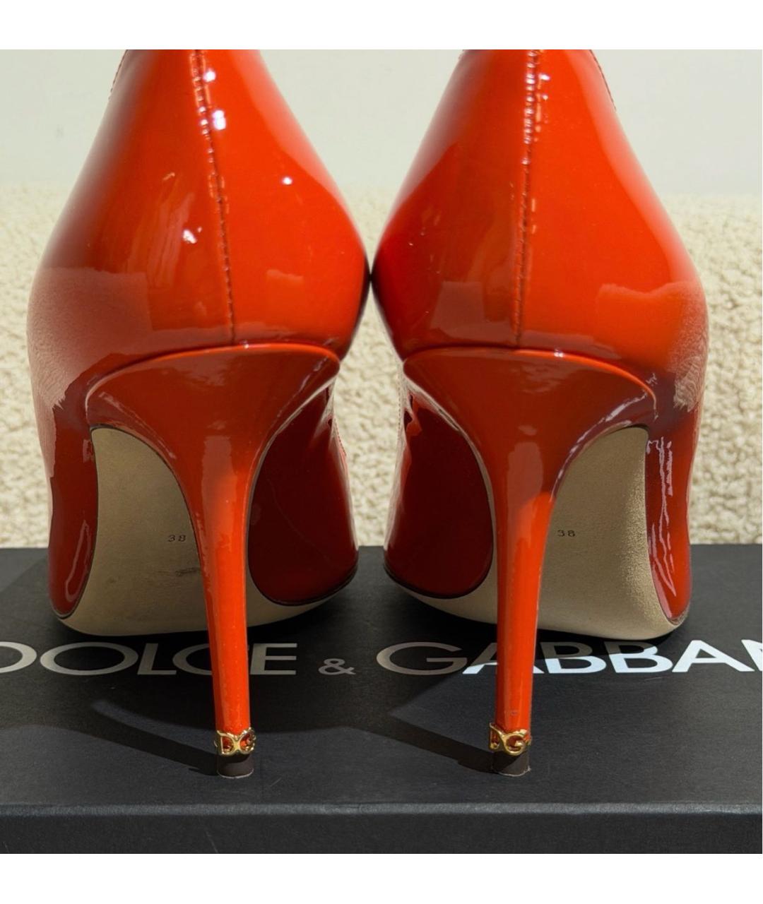 DOLCE&GABBANA Оранжевое туфли из лакированной кожи, фото 4
