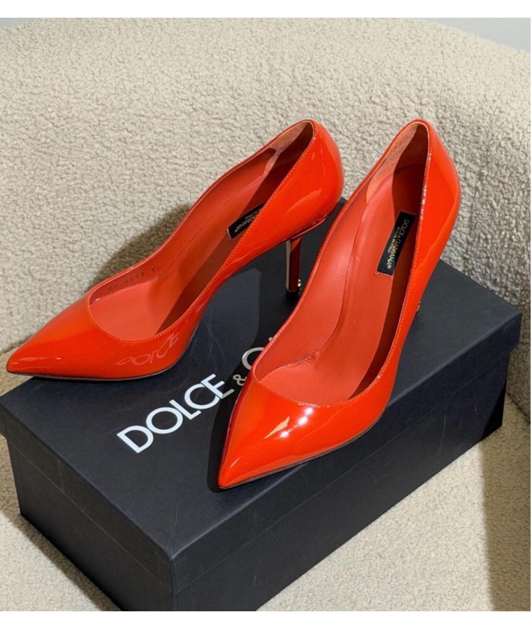 DOLCE&GABBANA Оранжевое туфли из лакированной кожи, фото 6