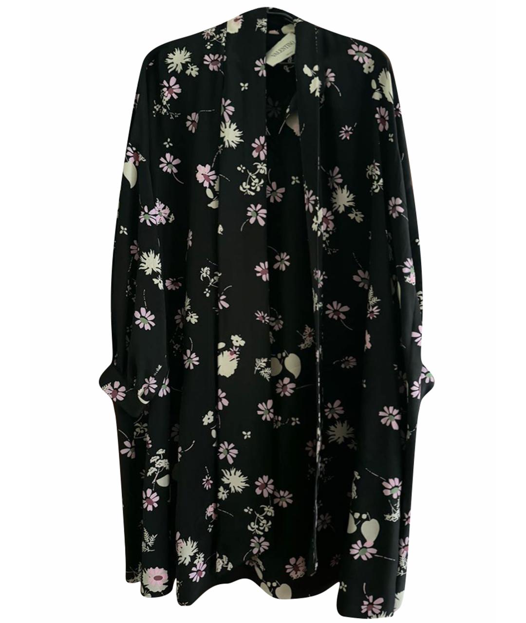 VALENTINO Черное шелковое повседневное платье, фото 1