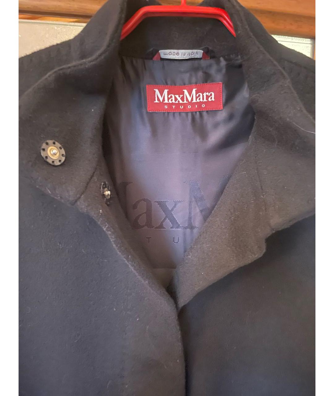 MAX MARA STUDIO Черное шерстяное пальто, фото 3