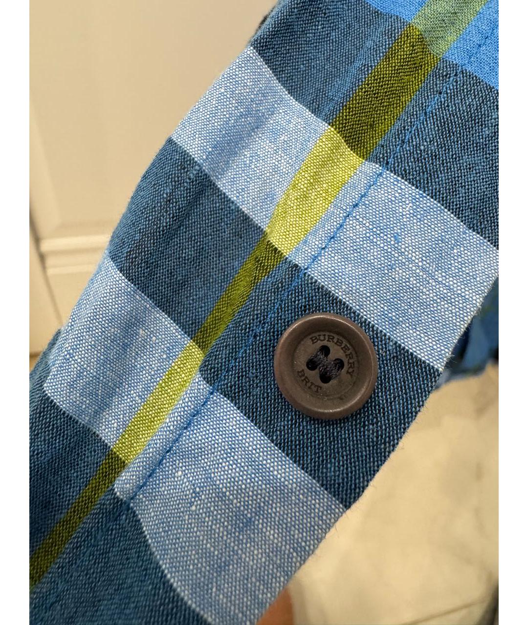 BURBERRY Синяя льняная рубашка, фото 4