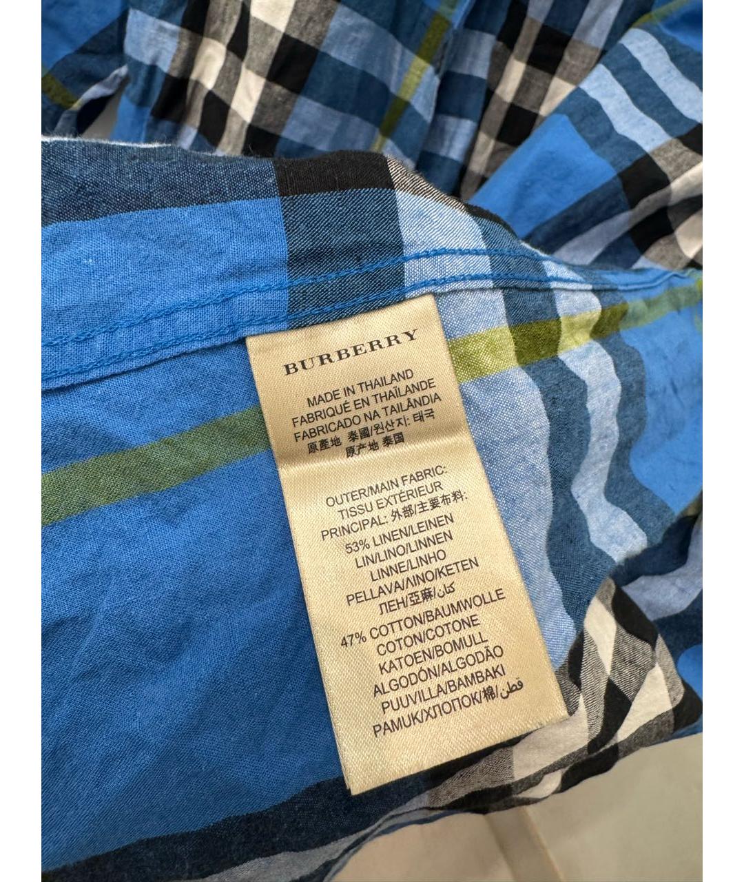 BURBERRY Синяя льняная рубашка, фото 5