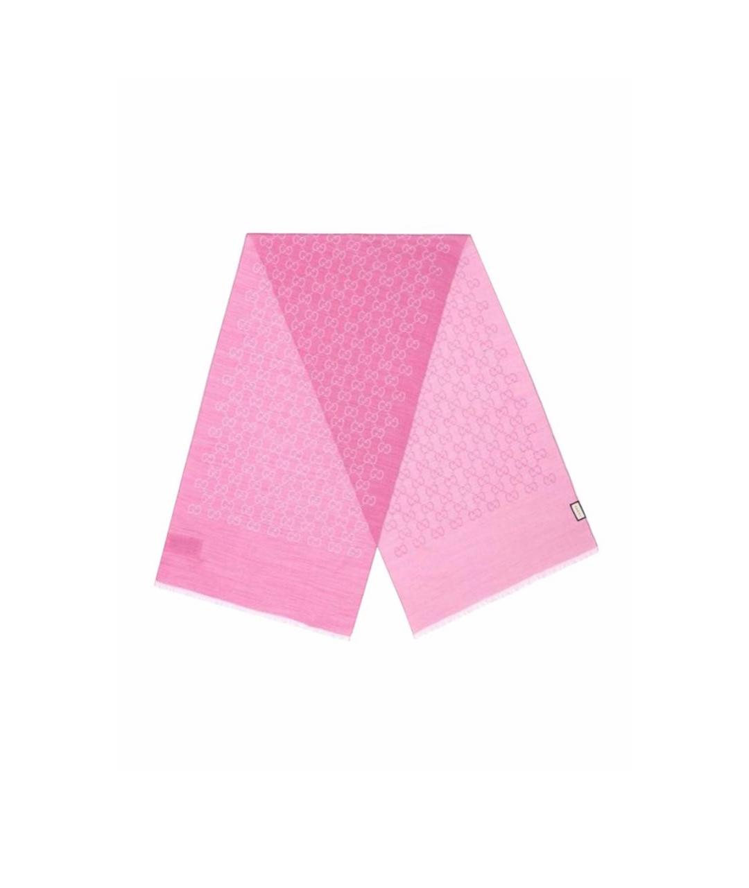 GUCCI Розовый шерстяной шарф, фото 1