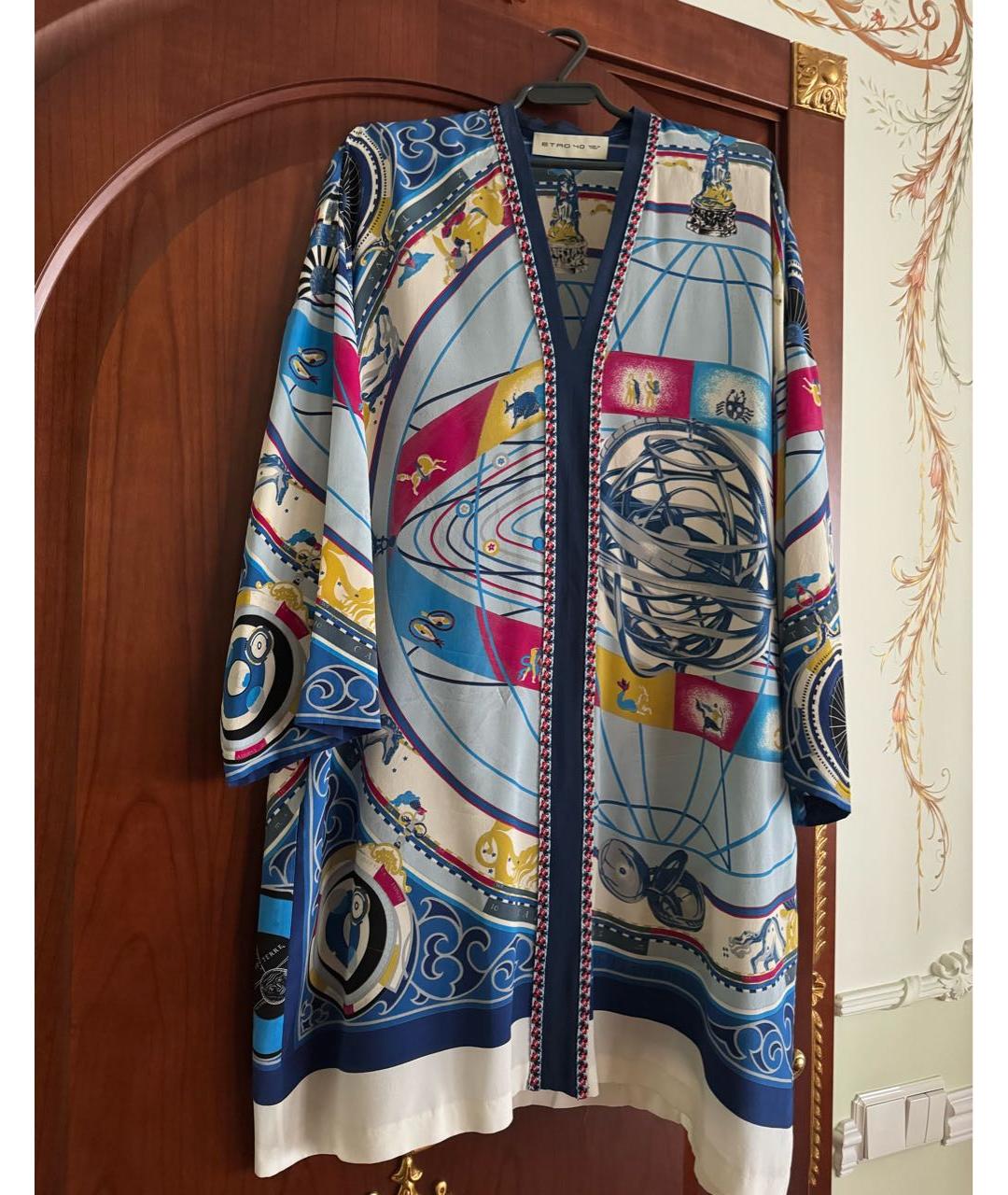 ETRO Синее шелковое коктейльное платье, фото 4