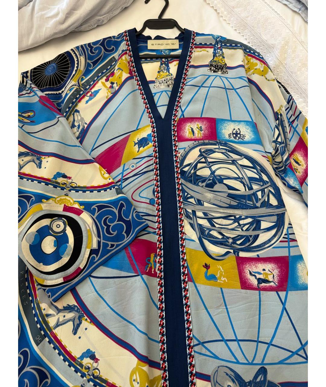 ETRO Синее шелковое коктейльное платье, фото 3