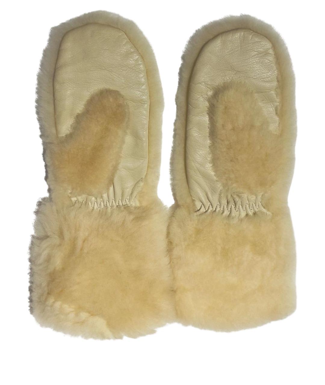 JIL SANDER Бежевые варежки, фото 1