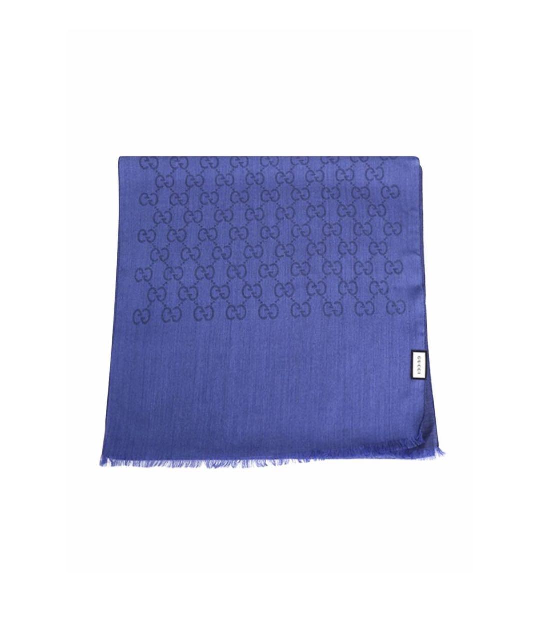 GUCCI Синий шерстяной шарф, фото 1