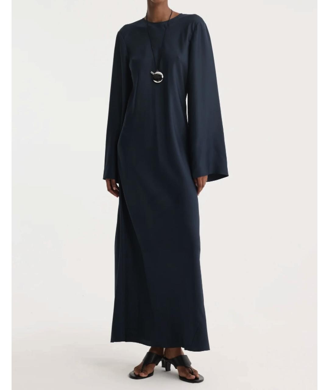 ROHE Темно-синее шелковое платье, фото 4