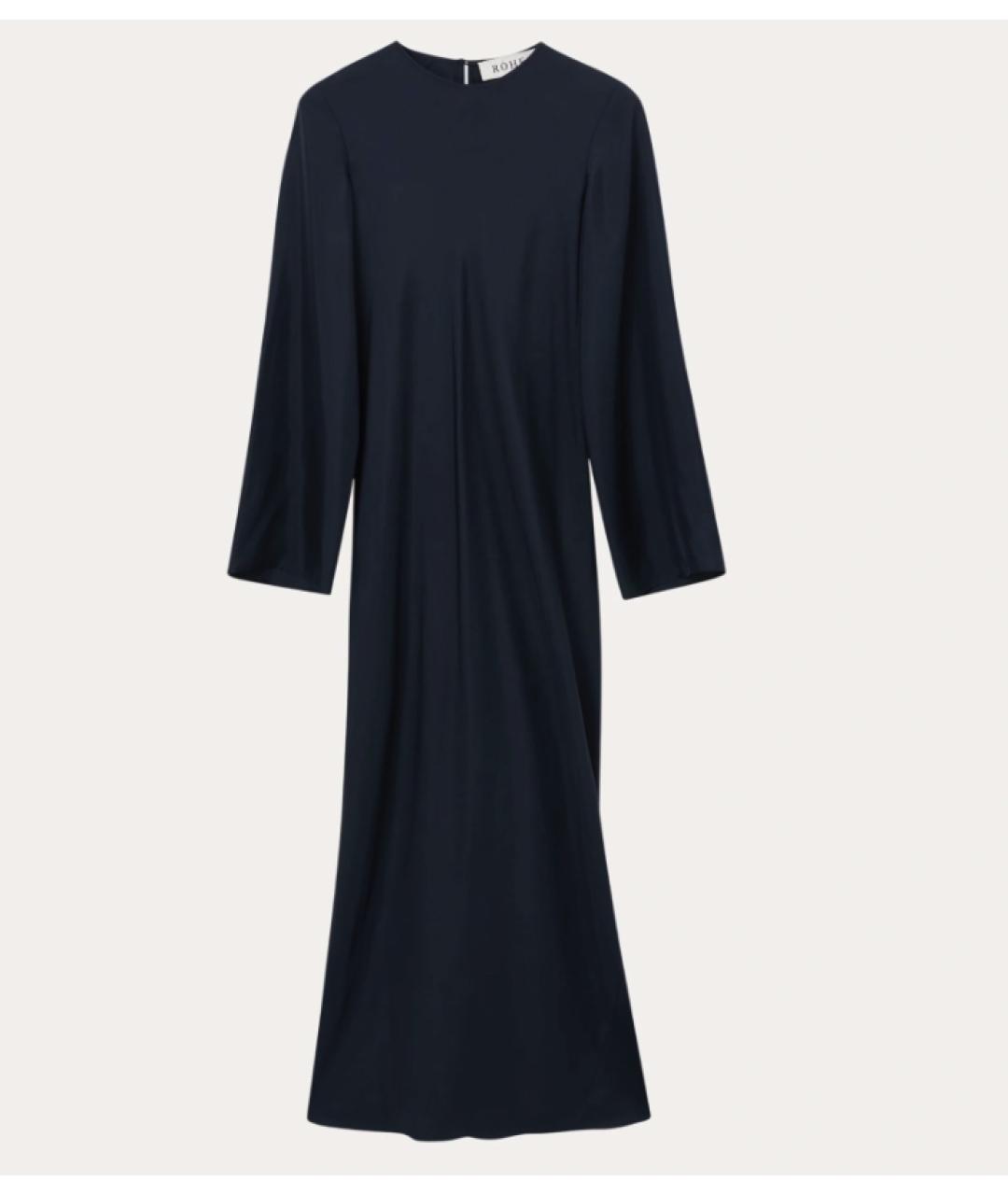 ROHE Темно-синее шелковое платье, фото 5