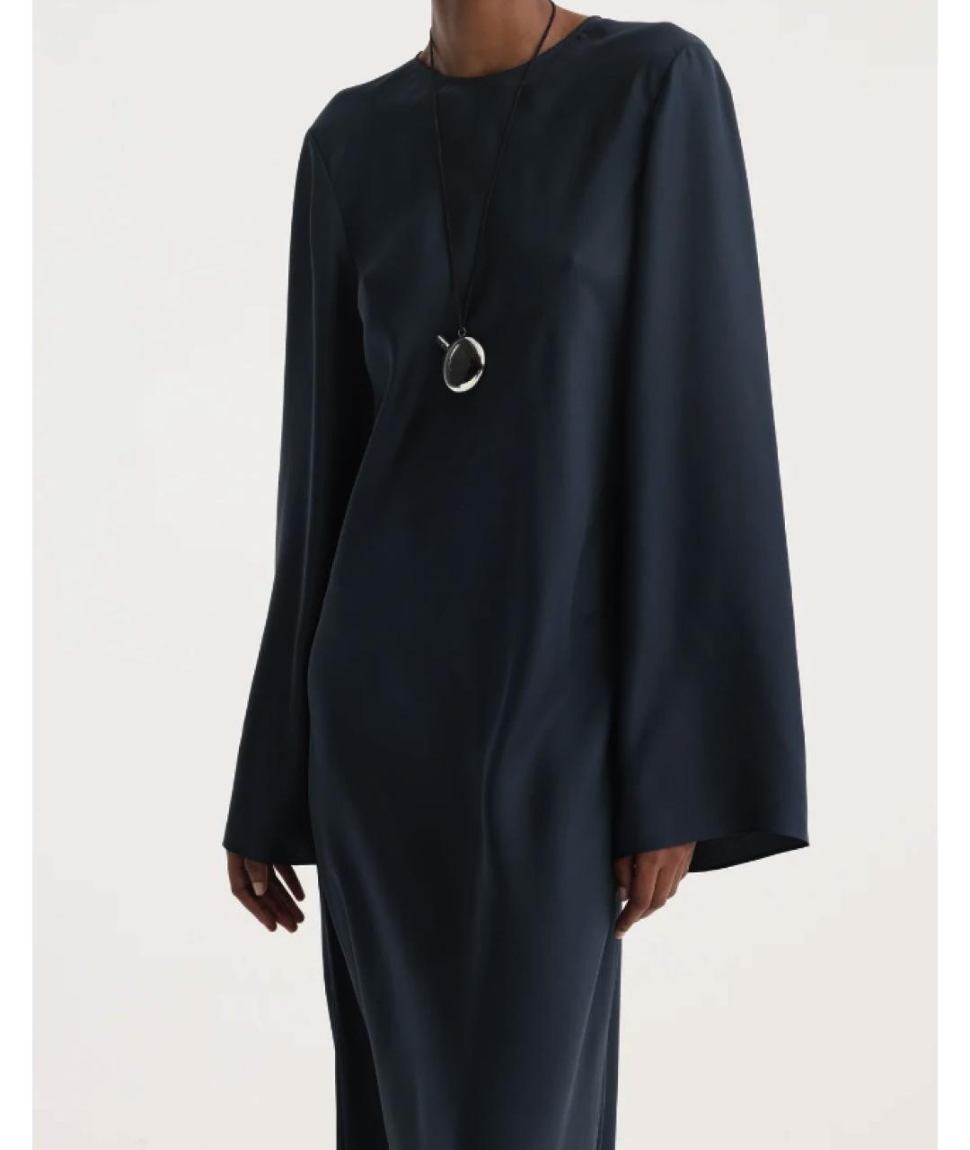 ROHE Темно-синее шелковое платье, фото 3